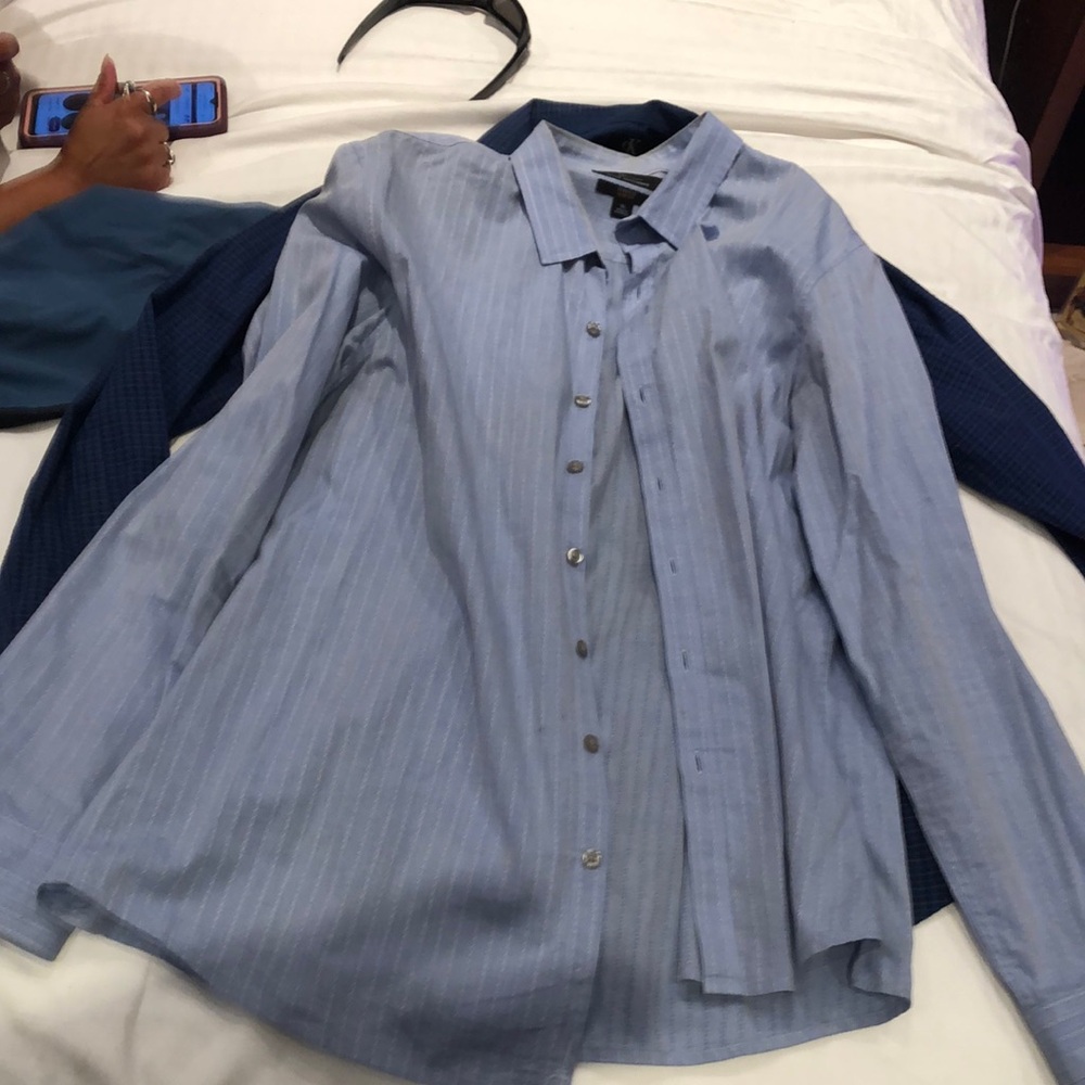 Marc Anthony Sky Blue Pinstripe Shirtlarge size